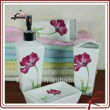 2015 estilo quente flor decalque 4pcs cerâmica casa de banho